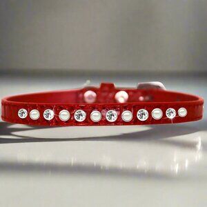Crystal Dog Collar 5–7" | One Row Bling Puppy Collar | Small Dog | Made in USA